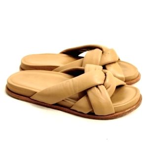 Anthropologie‎ the Odells Woven Leather Slide Sandals in Biscuits